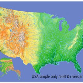 Editable map Relief US CDR