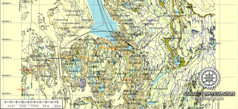 Editable map Tromso Norway ai