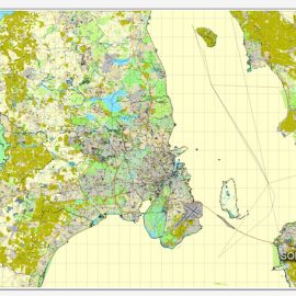 Vector map Copenhagen Malmo Kobenhavn