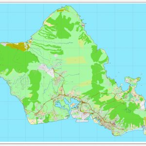 Vector map Honolulu Oahu Hawaii