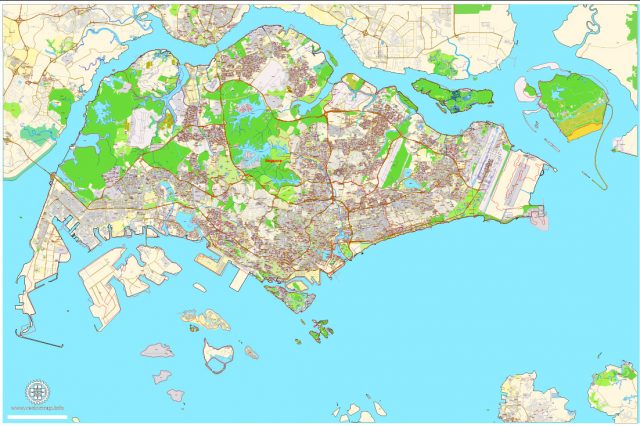 Singapore Printable Map 01 Exact City Plan Street Map With Buildings