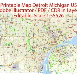 Editable map Detroit Michigan CDR