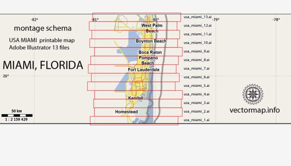 map Miami Florida Vector Adobe Illustrator