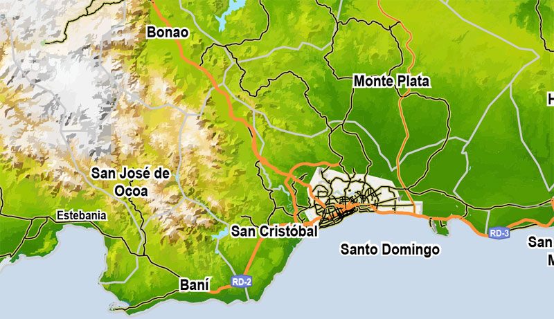 Map Republica Dominicana y Haiti full printable level 9 relief full vector map Adome illustrator, for small print, full vectorprintable editable, text format names relieff full vector