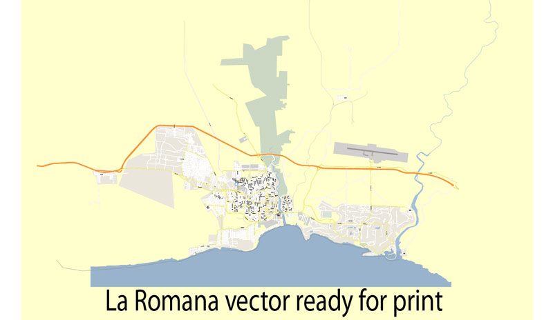 Map La Romana vector street Adobe Illustrator editable royalty free