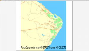 Punta Cana Vector Map CLEAR Adobe Illustrator editable Printable City Plan Dominican Republic