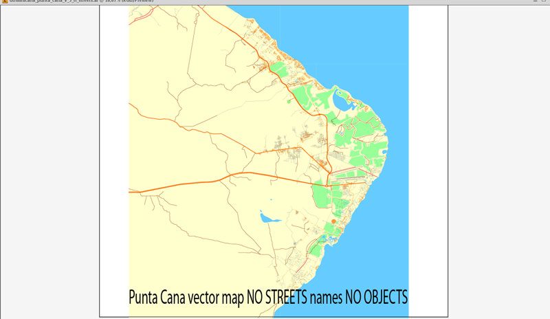 Map Punta Cana vector CLEAR Adobe Illustrator editable royalty free