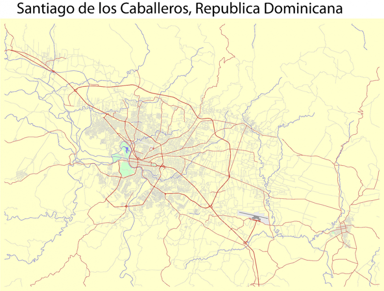 Santiago de Los Caballeros Dominicana Map Vector Adobe Illustrator ...