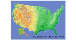 US map simple full vector 01 02 Only releff & rivers Adobe Illustrator