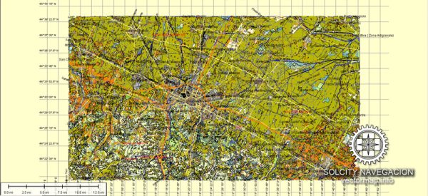 Bologna printable vector street map, Atlas 25 parts, full editable, Adobe Illustrator, Royalty free