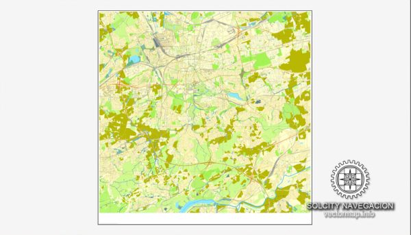 Dortmund, Germany printable vector map, full editable, Adobe Illustrator,Printable City Plan Map of Dortmund, Germany , Adobe Illustrator, full vector 3 x 3 m, scalable, editable, text format street names, 2,5 mb ZIP All streets.