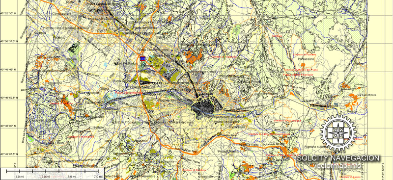 Illustrator map Florence Firenze Italy