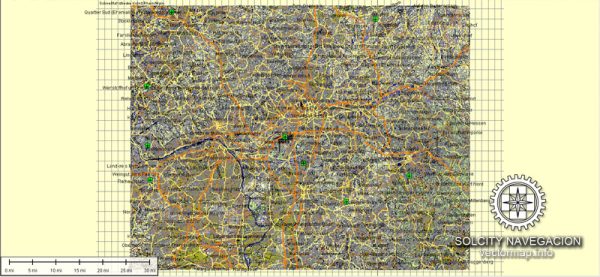 Frankfurt am Main Map Vector printable City Plan full editable Atlas 100 parts Adobe Illustrator Street Maps Royalty free