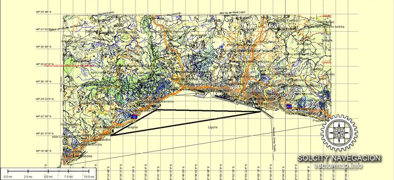 Genoa Map Vector printable City Plan full editable Adobe Illustrator Street Map