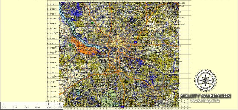 Hamburg Map Vector printable City Plan Atlas 100 parts full editable Adobe Illustrator Street Map