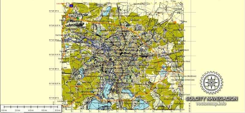 Leipzig Map Vector Germany printable City Plan full editable Street Map Adobe Illustrator