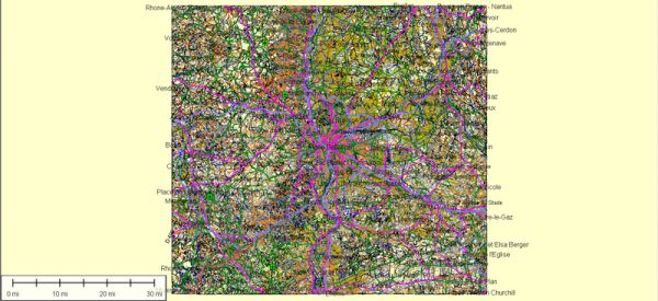 Lyon Map Vector France printable 100 parts Atlas City Plan full editable Adobe Illustrator Street Map
