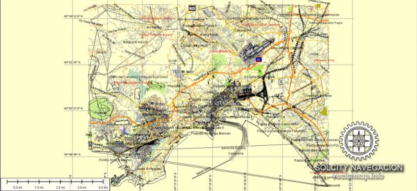 Napoli Naples Map Vector printable street map Atlas 25 parts full editable City Plan Adobe Illustrator
