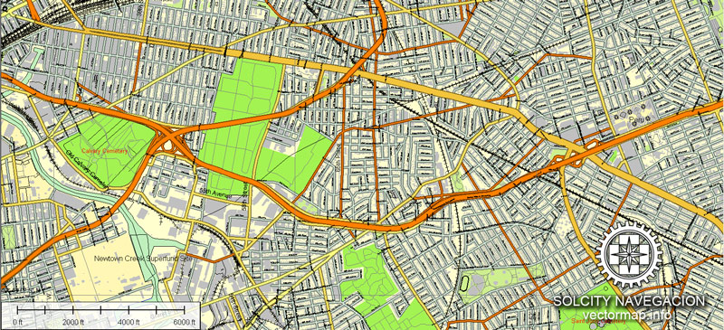 New York City Vector Map printable Atlas 100 parts City Plan editable