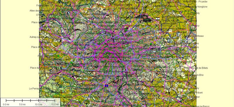 Paris Map Vector Printable France City Plan 100 parts Atlas editable Adobe Illustrator Street Map