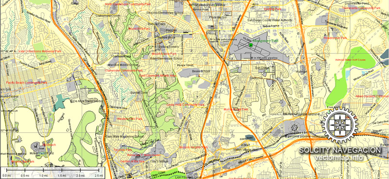 Map San Diego Usa Tijuana Mexico Ai 3 