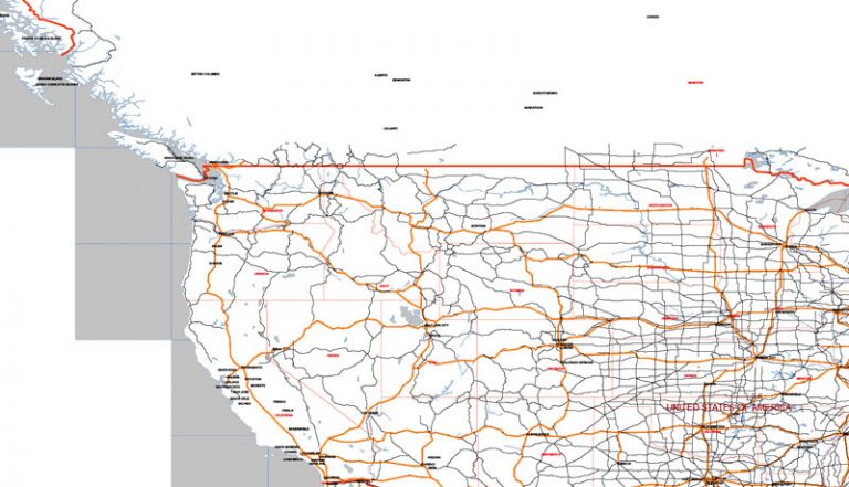 US map vector 01 02 major roads, states, cities + relief, GPS