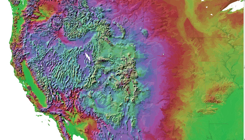 *.CDR : Relief map USA vector FLAT projection Corel Draw full editable, royalty free