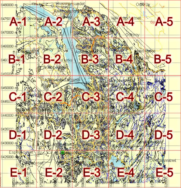 Bergen Vector Map Norway printable City Plan full editable ...