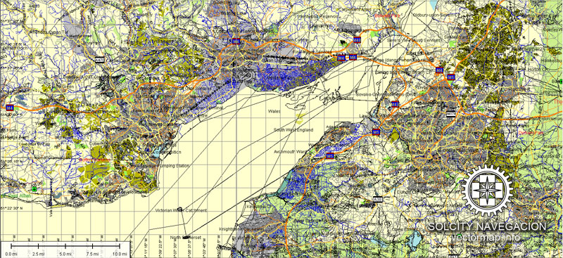 Vector map Cardiff Newport Wales UK PDF