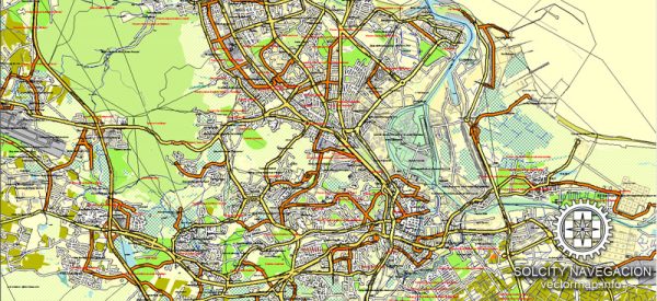 Gdansk Poland Map Vector Atlas 25 parts City Plan editable Adobe ...