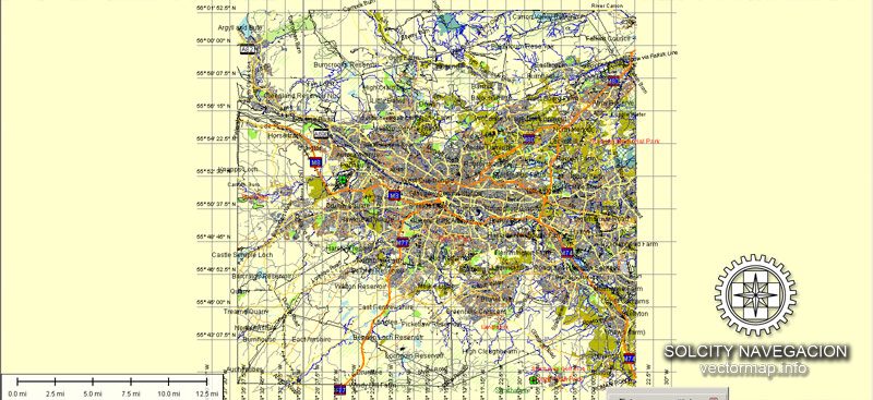 Glasgow Bector Map Scotland Atlas 25 parts City Plan UK Street Map printable editable Adobe Illustrator