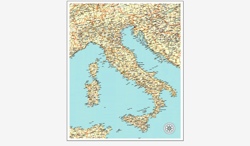 Italy Map printable vector Roadmap editable, Corel Draw, Royalty free