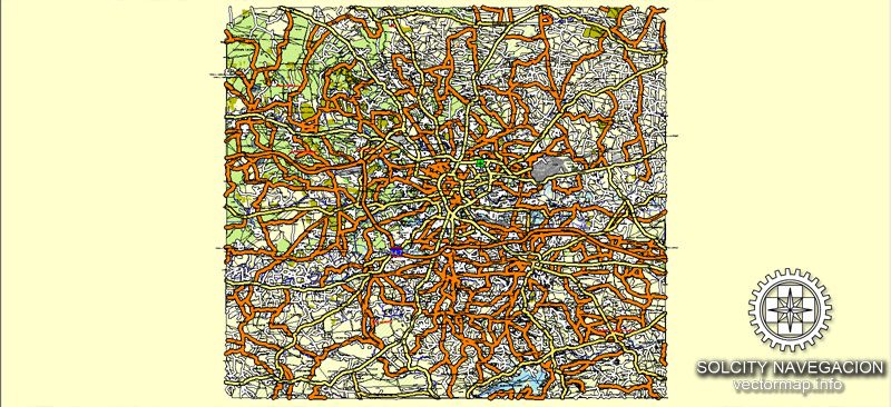 Krakow Map Vector Poland editable 25 parts Atlas City Plan Adobe Illustrator Royalty free printable Street Map