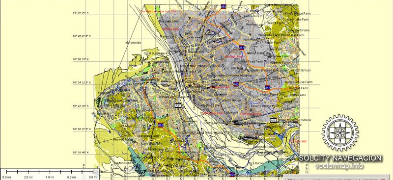 Liverpool Map Vector Atlas 25 parts *.AI UK City Plan printable editable Adobe Illustrator Street Map