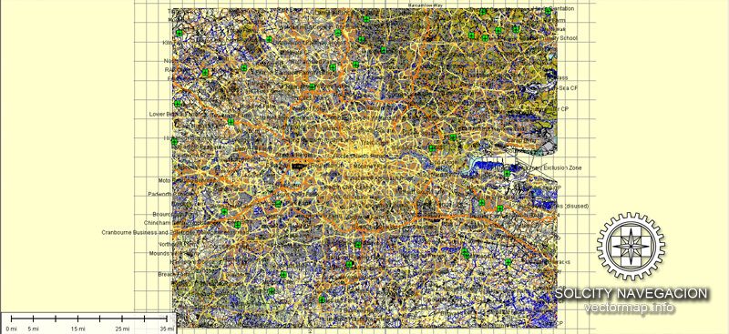 London Vector Map Atlas 100 parts City Plan full printable editable Adobe Illustrator Street Map