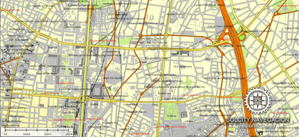 Madrid Map Vector Spain printable City Plan Atlas 49 parts editable ...