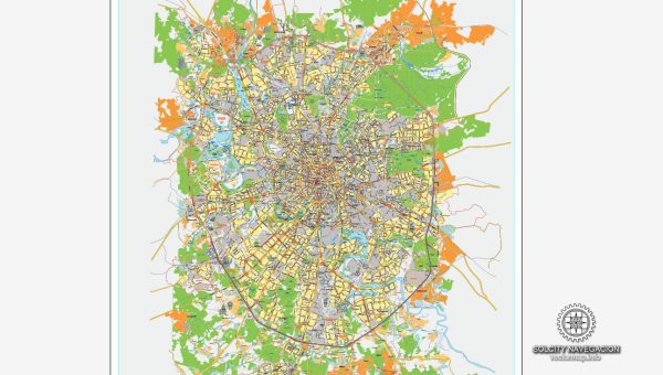 Moscow Map Vector Schema-1 Street Map Russia printable City Plan editable Adobe Illustrator
