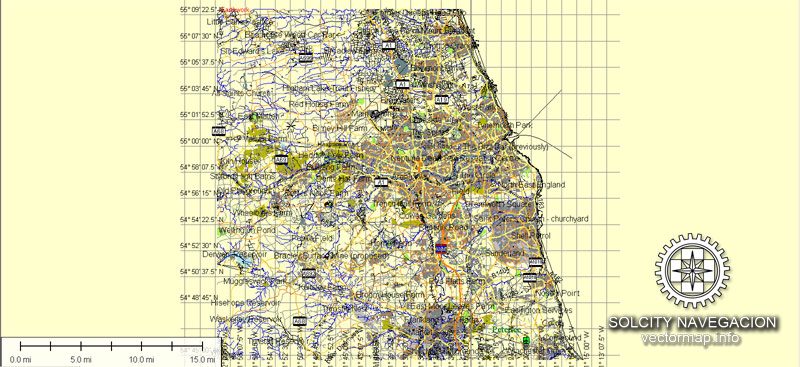 Newcastle Vector Map Atlas 25 parts UK City Plan printable editable Street Map Adobe Illustrator
