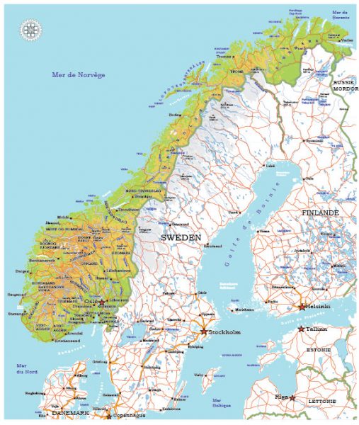 Norway Map Vector printable admin topo full editable Adobe Illustrator