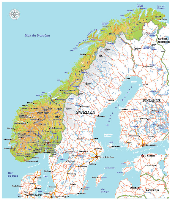 Norway Map Vector printable admin topo full editable Adobe Illustrator Royalty free
