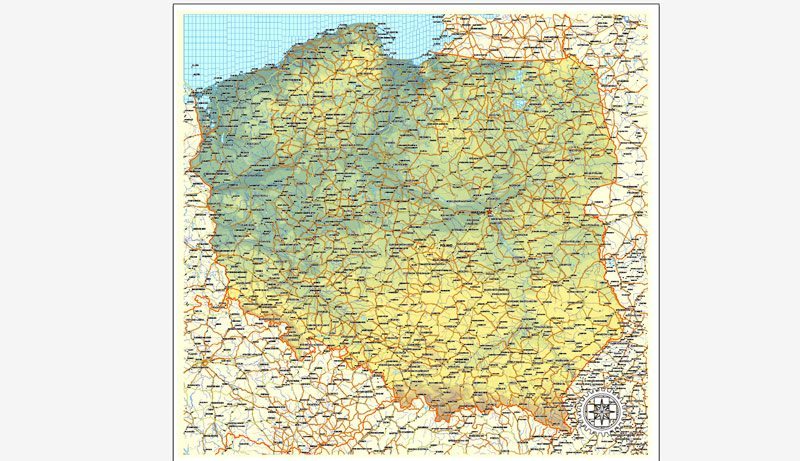 Relief map Poland