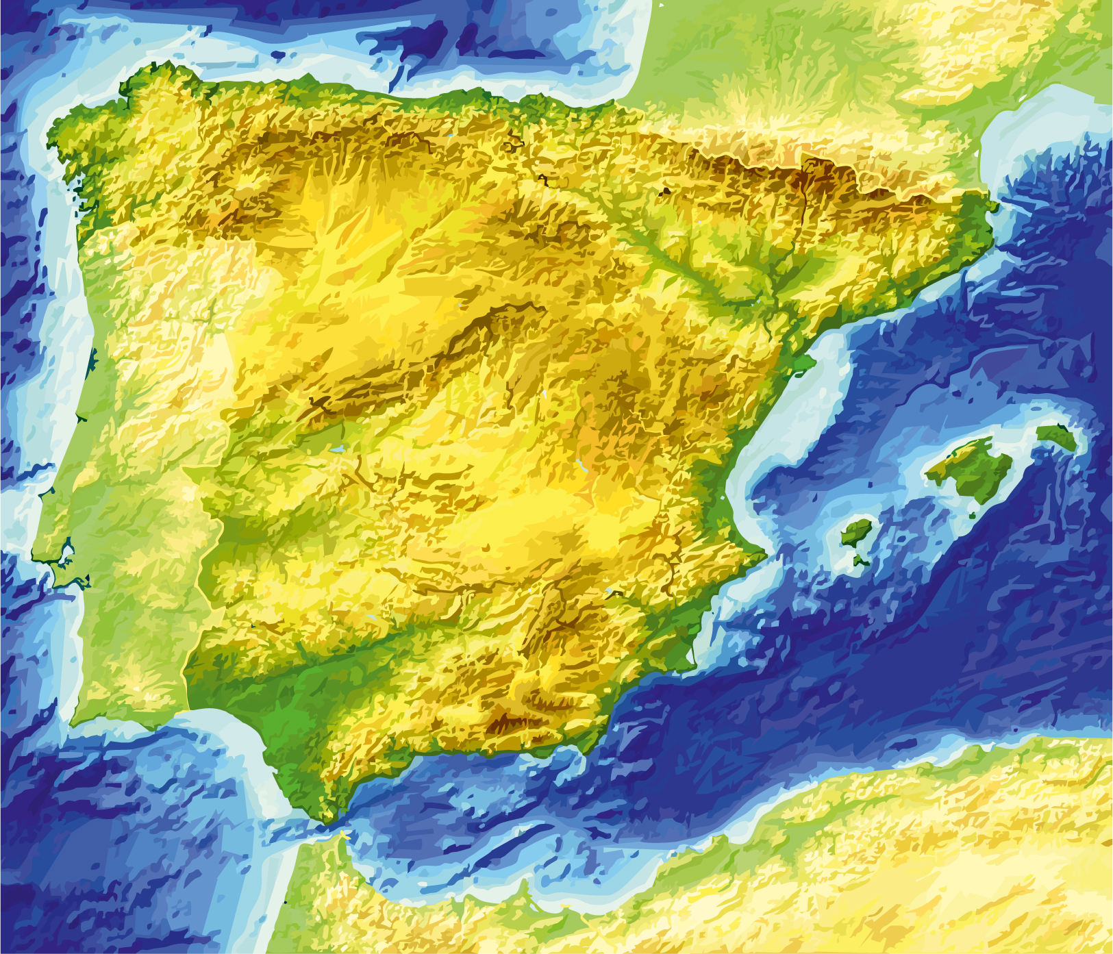 Illustrator map Relief Spain