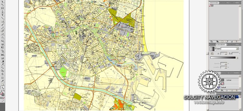 Valencia vector street map Spain printable City Plan editable Adobe Illustrator