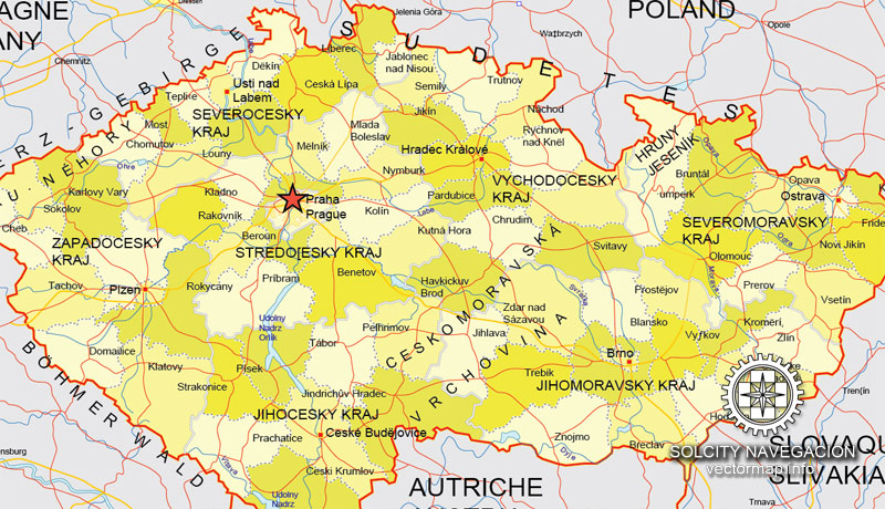 Free Vector map Czech Republic< Adobe Illustrator, Corel Draw