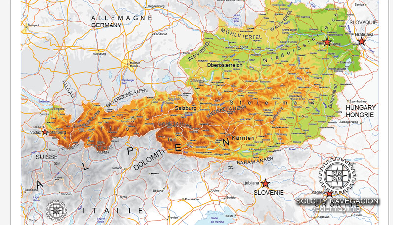 City map Austria relief road CDR