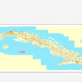 Editable map Cuba Country Roads