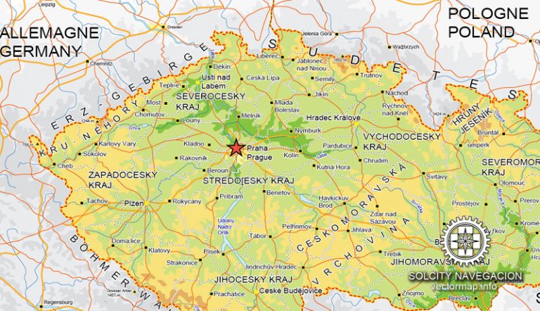Czech Republic Map.pdf Czech Republic vector Relief road map 01 editable Adobe Illustrator ...