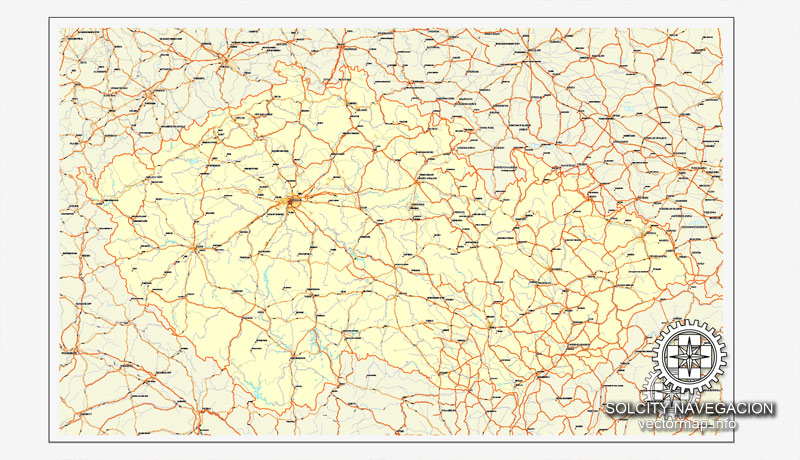 Czech Republic vector road map, full editable, Adobe Illustrator