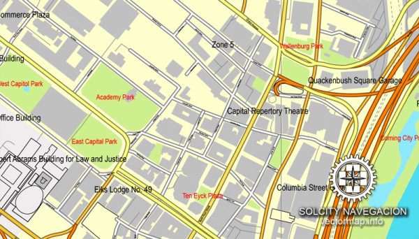 Albany Vector Map New York US printable detailed street map full ...