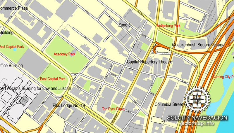 Vector map Albany, New York, US printable vector street City Plan map, full editable, Adobe Illustrator